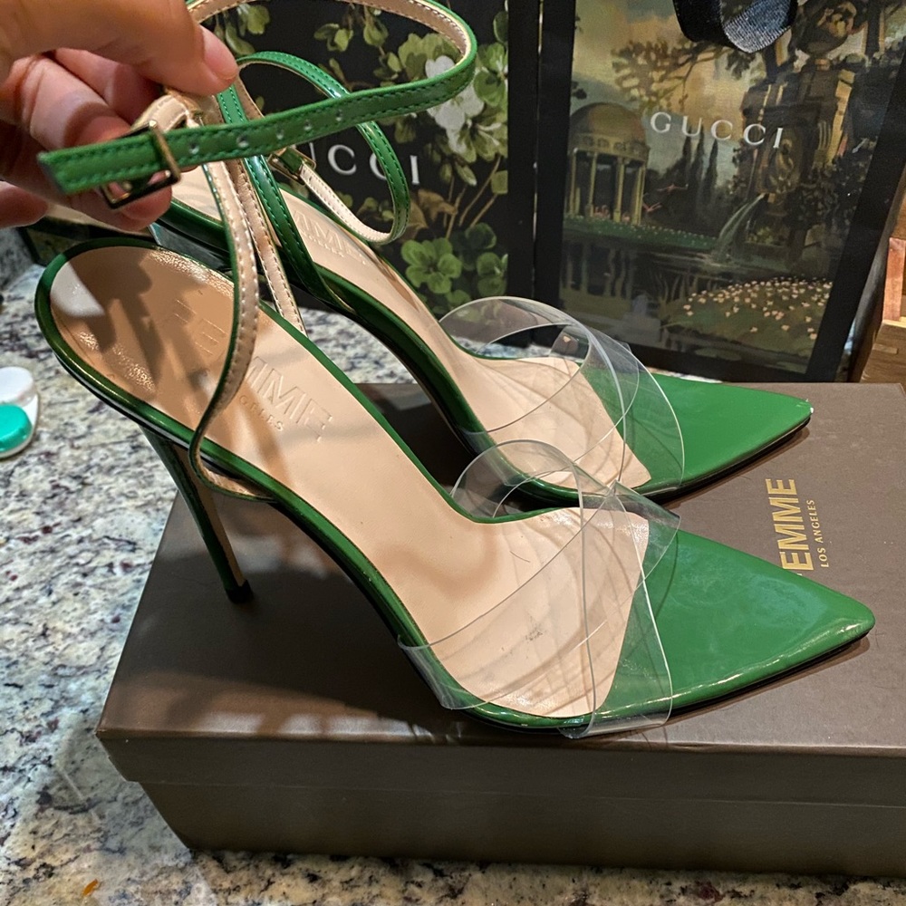 Femme LA Green Strappy Heels